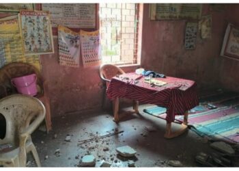 ଅଙ୍ଗନାବାଡି ଛାତରୁ ଖସିଲା ପ୍ଲାଷ୍ଟର