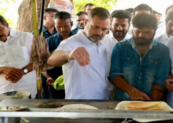 ପୁଣି ଚର୍ଚ୍ଚାରେ କଂଗ୍ରେସ ନେତା ରାହୁଲ ଗାନ୍ଧି, ରାସ୍ତା କଡରେ ଛିଡା ହୋଇ ତିଆରି କଲେ ଦୋସା