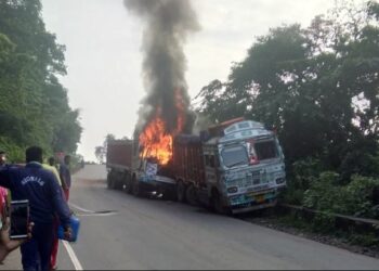 ଟ୍ରକ ସହ ଜଳିଗଲେ ଡ୍ରାଇଭର