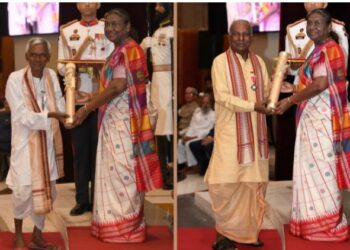 ପଟ୍ଟଚିତ୍ର ଶିଳ୍ପୀ ବିନୋଦ ମହାରଣା ଓ ଲୋକକଳା ଶବ୍ଦ ନୃତ୍ୟ ଶିଳ୍ପୀ ଗୁରୁ ଭାଗବତ ପ୍ରଧାନଙ୍କୁ ପଦ୍ମଶ୍ରୀ ସମ୍ମାନରେ ସମ୍ମାନିତ କଲେ ରାଷ୍ଟ୍ରପତି